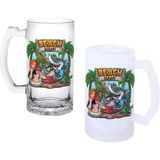 Ghostbastır Design Köpek Balığı Kulplu Bira Bardağı Buzlu Veya Şeffaf Seçenekli 0148 - 500 ml