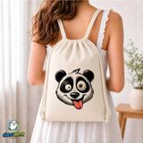 Ghostbastır Design Kung Fu Panda Büzgülü Keten Çanta C163 - Bej