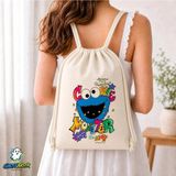 Ghostbastır Design Kurabiye Canavarı Büzgülü Keten Çanta C164 - Bej