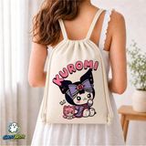 Ghostbastır Design Kuromi Büzgülü Keten Çanta C165 - Bej