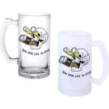 Ghostbastır Design Kurukafa Bowl Kulplu Bira Bardağı Buzlu Veya Şeffaf Seçenekli 0150 - 500 ml