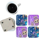Ghostbastır Design Labubu Dekoratif Ahşap Bardak Altlığı Seti 072 - 0 - 1 lt