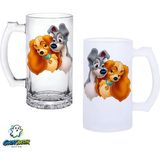 Ghostbastır Design Lady ve Tramp Kulplu Bira Bardağı Buzlu Veya Şeffaf Seçenekli 0323 - 1 Adet - 500 ml