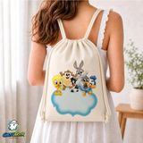 Ghostbastır Design Looney Tunes Büzgülü Keten Çanta C178 - Bej