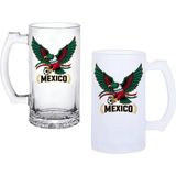 Ghostbastır Design Meksika Dünya Kupası Kulplu Bira Bardağı Buzlu Veya Şeffaf Seçenekli 0155 - 1 Adet - 500 ml