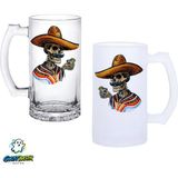 Ghostbastır Design Meksikalı Iskelet Kulplu Bira Bardağı Buzlu Veya Şeffaf Seçenekli 0324 - 500 ml