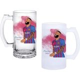 Ghostbastır Design Memphis Depay Kulplu Bira Bardağı Buzlu Veya Şeffaf Seçenekli 0156 - 1 Adet - 500 ml