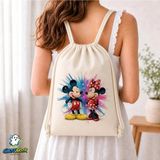 Ghostbastır Design Mickey ve Minnie Büzgülü Keten Çanta C187 - Bej