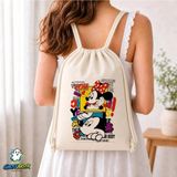 Ghostbastır Design Mickey ve Minnie Büzgülü Keten Çanta C189 - Bej