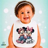 Ghostbastır Design Mickey ve Minnie Keten Bebek Mama Önlüğü – Yumuşak, Emici, Yıkanabilir, Özel Tasarım P133 - Çok Renkli - 0+ Ay