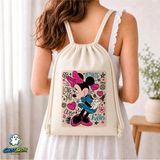 Ghostbastır Design Minnie Mouse Büzgülü Keten Çanta C191 - Bej