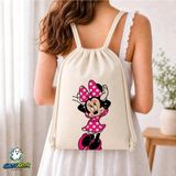 Ghostbastır Design Minnie Mouse Büzgülü Keten Çanta C194 - Bej