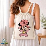Ghostbastır Design Minnie Mouse Büzgülü Keten Çanta C196 - Bej