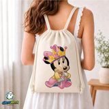 Ghostbastır Design Minnie Mouse Büzgülü Keten Çanta C197 - Bej