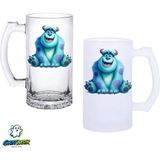 Ghostbastır Design Monsters Sulley Kulplu Bira Bardağı Buzlu Veya Şeffaf Seçenekli 0328 - 1 Adet - 500 ml