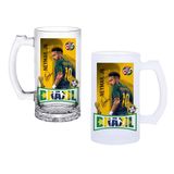 Ghostbastır Design Neymar Jr. Bira Bardağı 500 cc Cam Buzlu veya Buzsuz Seçenekleriyle 0507