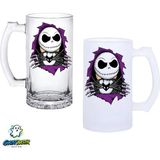 Ghostbastır Design Noel Öncesi Kabusu Kulplu Bira Bardağı Buzlu Veya Şeffaf Seçenekli 0330 - 1 Adet - 500 ml
