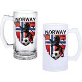 Ghostbastır Design Norveç Milli Takımı Kulplu Bira Bardağı Buzlu Veya Şeffaf Seçenekli 0166 - 1 Adet - 500 ml