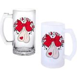 Ghostbastır Design Nutz Kulplu Bira Bardağı Buzlu Veya Şeffaf Seçenekli 0168 - 1 Adet - 500 ml