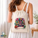 Ghostbastır Design Okula Dönüş Büzgülü Keten Çanta C207 - Bej
