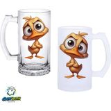 Ghostbastır Design Ördekli Kulplu Bira Bardağı Buzlu Veya Şeffaf Seçenekli 0332 - 1 Adet - 500 ml