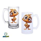 Ghostbastır Design Ördekli Kulplu Bira Bardağı Buzlu veya Şeffaf Seçenekli 0332