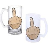 Ghostbastır Design Orta Parmak Kulplu Bira Bardağı Buzlu Veya Şeffaf Seçenekli 0172 - 500 ml