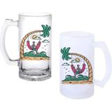 Ghostbastır Design Palmiye Kulplu Bira Bardağı Buzlu Veya Şeffaf Seçenekli 0176 - 500 ml