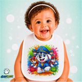 Ghostbastır Design Paw Patrol Keten Bebek Mama Önlüğü – Yumuşak, Emici, Yıkanabilir, Özel Tasarım P151 - Çok Renkli - 0+ Ay