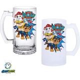Ghostbastır Design Paw Patrol Kulplu Bira Bardağı Buzlu Veya Şeffaf Seçenekli 0334 - 1 Adet - 500 ml