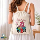 Ghostbastır Design Pembe Panter Büzgülü Keten Çanta C228 - Bej