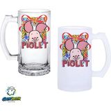 Ghostbastır Design Piglet Kulplu Bira Bardağı Buzlu Veya Şeffaf Seçenekli 0335 - 1 Adet - 500 ml