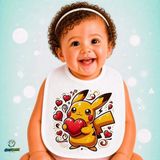 Ghostbastır Design Pikachu Keten Bebek Mama Önlüğü – Yumuşak, Emici, Yıkanabilir, Özel Tasarım P158 - Çok Renkli - 0+ Ay