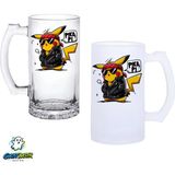 Ghostbastır Design Pikachu Kulplu Bira Bardağı Buzlu Veya Şeffaf Seçenekli 0337 - 500 ml