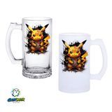 Ghostbastır Design Pikachu Kulplu Bira Bardağı Buzlu veya Şeffaf Seçenekli 0338