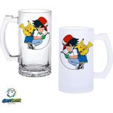 Ghostbastır Design Pokemon Kulplu Bira Bardağı Buzlu Veya Şeffaf Seçenekli 0340 - 1 Adet - 500 ml