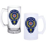 Ghostbastır Design Polis Teşkilatı Kulplu Bira Bardağı Buzlu Veya Şeffaf Seçenekli 0180 - 1 Adet - 500 ml