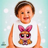 Ghostbastır Design Powerpuff Girls Keten Bebek Mama Önlüğü – Yumuşak, Emici, Yıkanabilir, Özel Tasarım P165 - Çok Renkli - 0+ Ay
