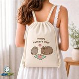 Ghostbastır Design Pusheen Babalar Günü Büzgülü Keten Çanta C255 - Bej