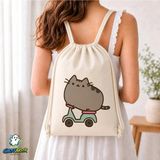 Ghostbastır Design Pusheen Büzgülü Keten Çanta C248 - Bej