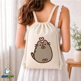 Ghostbastır Design Pusheen Büzgülü Keten Çanta C251 - Bej