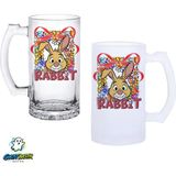 Ghostbastır Design Rabbit Kulplu Bira Bardağı Buzlu Veya Şeffaf Seçenekli 0342 - 1 Adet - 500 ml