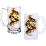 Ghostbastır Design Real Madrid Kulplu Bira Bardağı Buzlu Veya Şeffaf Seçenekli 0185 - 500 ml