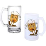 Ghostbastır Design Sarhoş Bira Kulplu Bira Bardağı Buzlu Veya Şeffaf Seçenekli 0191 - 500 ml