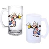 Ghostbastır Design Sarhoş Inek Kulplu Bira Bardağı Buzlu Veya Şeffaf Seçenekli 0192 - 1 Adet - 500 ml