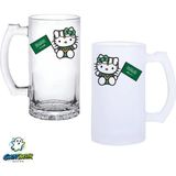 Ghostbastır Design Saudi Hello Kitty Kulplu Bira Bardağı Buzlu Veya Şeffaf Seçenekli 0346 - 500 ml