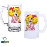 Ghostbastır Design Şeker Kız Candy Kulplu Bira Bardağı Buzlu Veya Şeffaf Seçenekli 0355 - 1 Adet - 500 ml