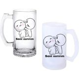 Ghostbastır Design Seni Isırırım Kulplu Bira Bardağı Buzlu Veya Şeffaf Seçenekli 0199 - 500 ml