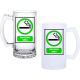 Ghostbastır Design Sigara Içilir Alan Kulplu Bira Bardağı Buzlu Veya Şeffaf Seçenekli 0201 - 1 Adet - 500 ml