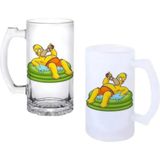 Ghostbastır Design Simpson Kulplu Bira Bardağı Buzlu Veya Şeffaf Seçenekli 0202 - 1 Adet - 500 ml